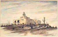 Western Landscapes - Spanish Mission - Watercolour